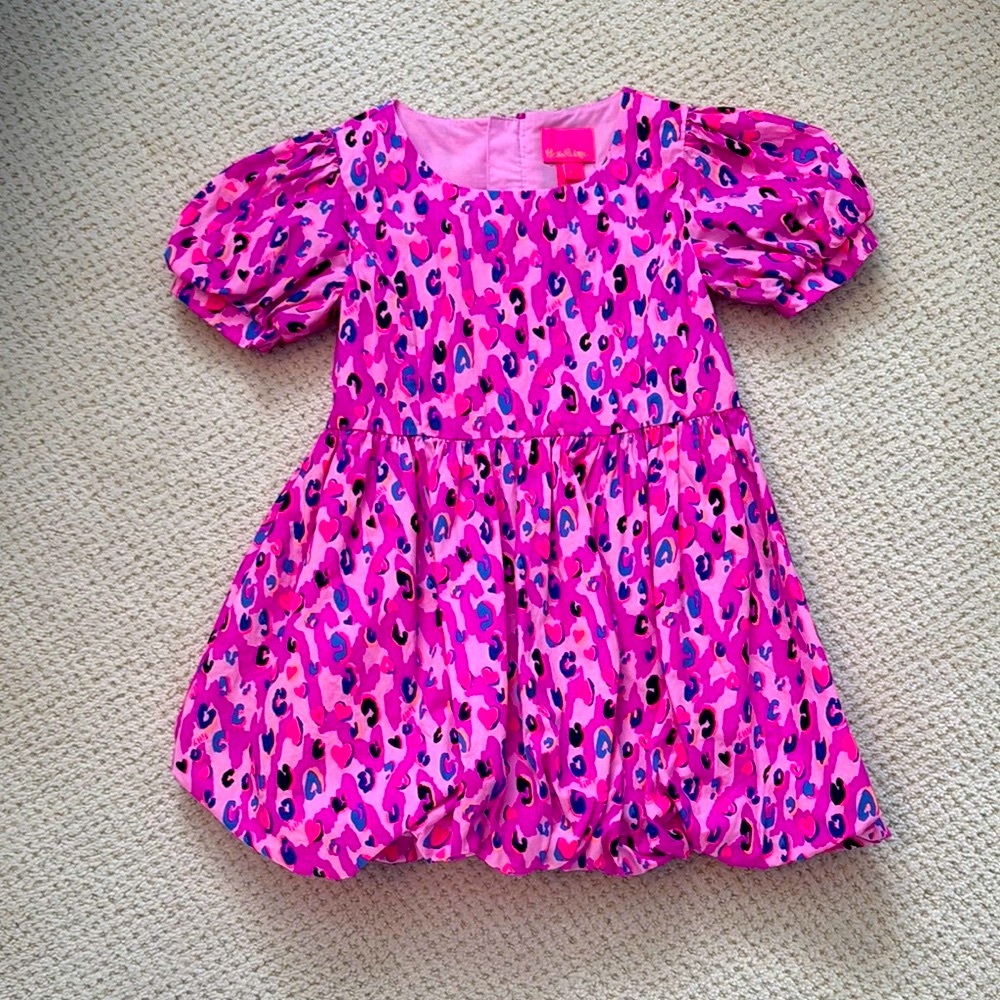Lilly Pulitzer Dress Girl Bubble Pink and Blue Leopard Dress